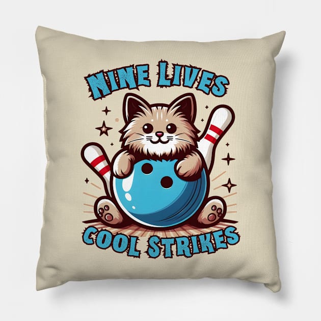 Bowling cat Pillow by Japanese Fever