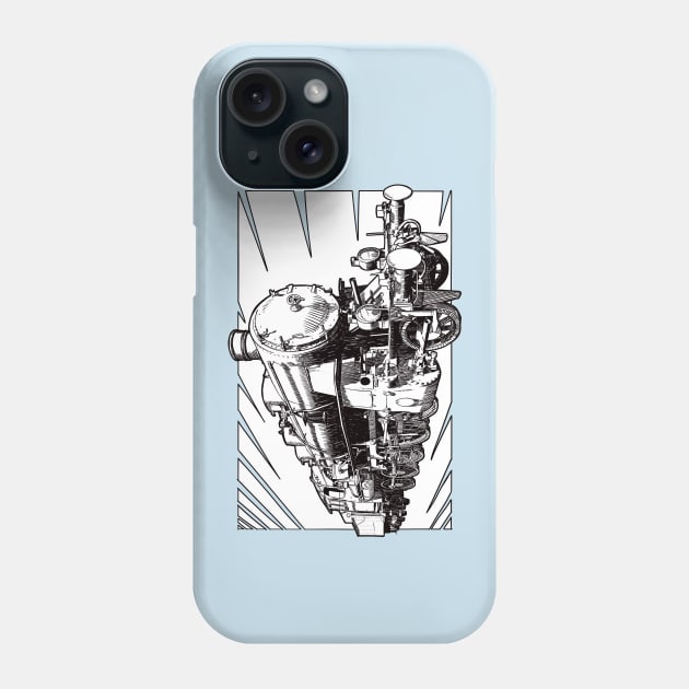 Drawing of locomotive Phone Case by StefanAlfonso