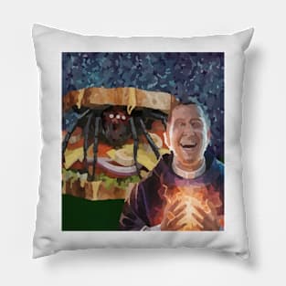 watercolor crazy man loves spider sandwich Pillow