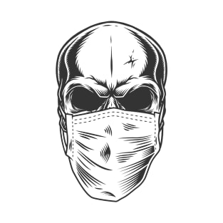 Masked Mystery - Skull with Surgical Mask Tattoo Style Design T-Shirt