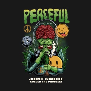 Ack Ack mars attack alien smoking weed T-Shirt