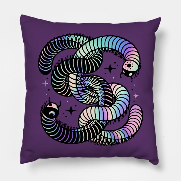 Duality Millipedes - Rainbow Pillow by MaryCapaldi