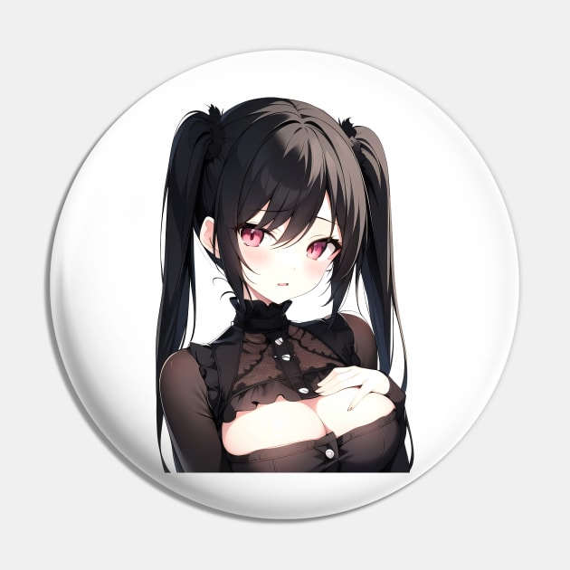 Black Hair Anime Girl Pin by DeathAnarchy