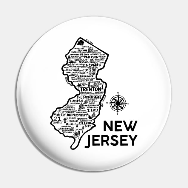 New Jersey Map Pin by fiberandgloss