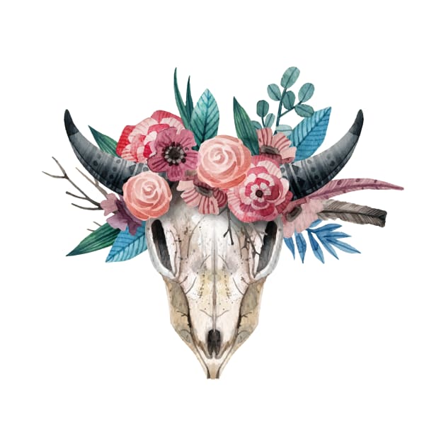 Animal Skull with flower crown by Digster