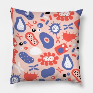 Biology pattern with microbes and bacteria cells Pillow