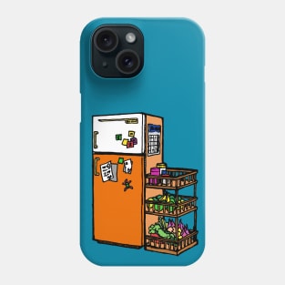 Kitchen Fridge and Fruit, retro illustration, Phone Case