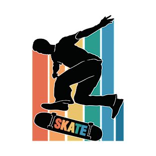 Skateboarding - Skateboarder Silhouette Colorful T-Shirt