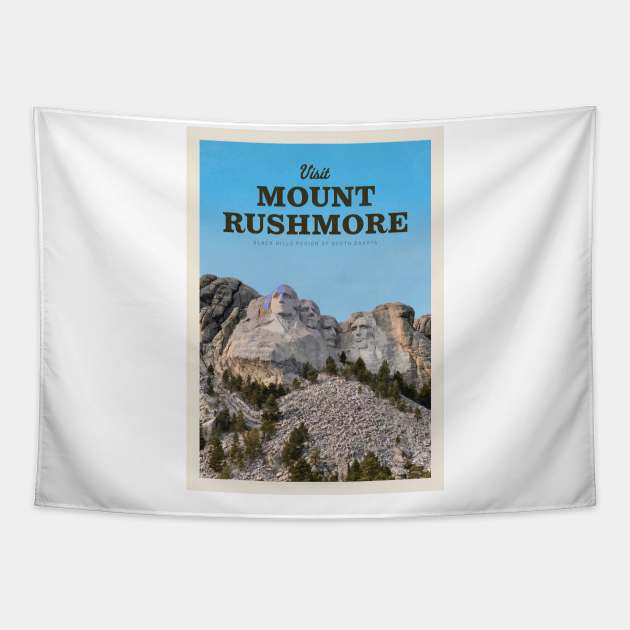 Visit Mount Rushmore Tapestry by Mercury Club