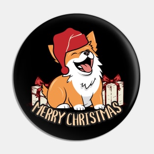 Corgi Merry Christmas Pin