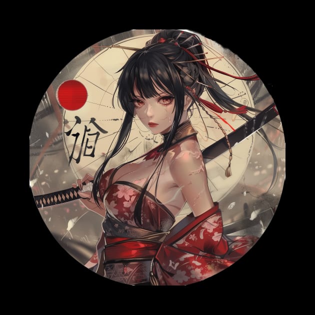 Japanese Samurai Girl Round by Vlaa