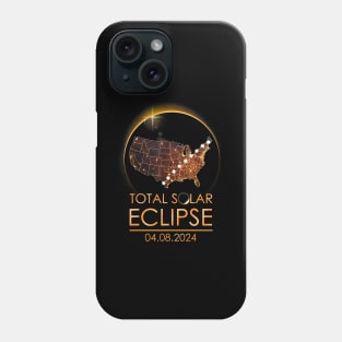 Total Solar Eclipse Shirts April 8 2024 America Map Totality Phone Case