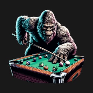 Bigfoot Sasquatch Billiards Pool Player T-Shirt