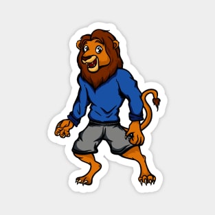 Cute Anthropomorphic Human-like Cartoon Character Lion in Clothes Magnet