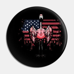 Scary Halloween Flamingo Happy 4th Usa American Flag July Fourth Pin