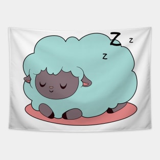 cute green pacefully sleeping sheep Tapestry