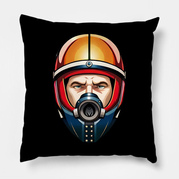 Retro Helmet Rider AI Gas Mask Pillow by tushalb