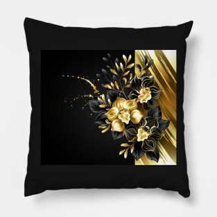 Design with Foil and Black Orchids Pillow