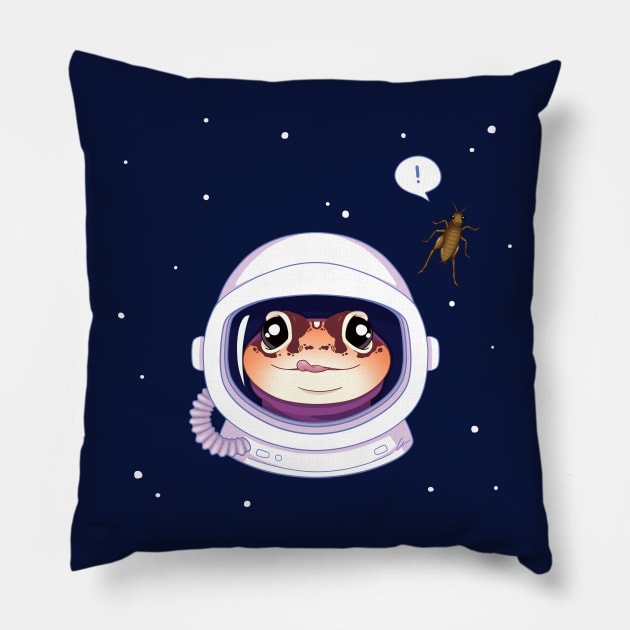 African Fat Tailed Gecko, Space Theme! Astronaut Gecko Pillow by anacecilia