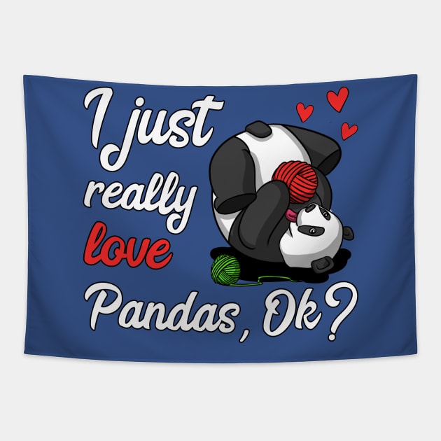 I Just Really Like Pandas Cute Panda Bear Knitting Yarn Tapestry by underheaven