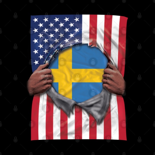 Sweden Flag American Flag Ripped - Gift for Swede From Sweden by Country Flags