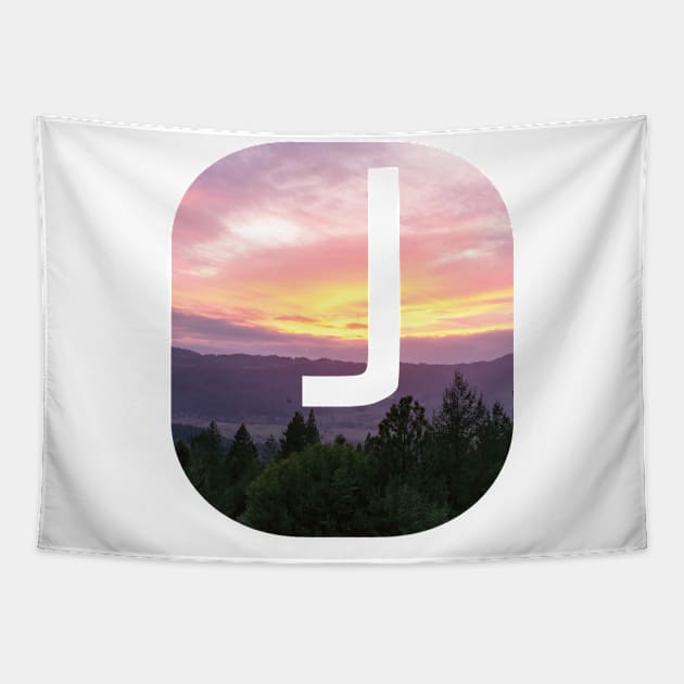 Initial J Sunset Photograph Tapestry by DPattonPD