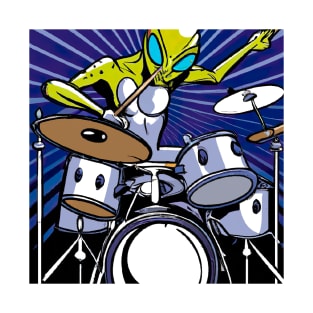 Alien drummer rock star space jam T-Shirt