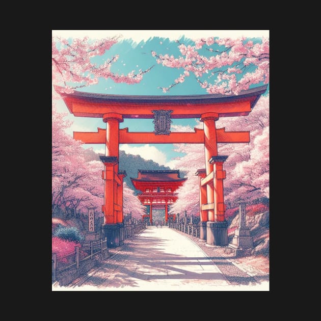 Torii Gate and Cherry Blossom by AnimeVision