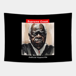 Clarence Thomas: Supreme Crook on a Dark Background Tapestry