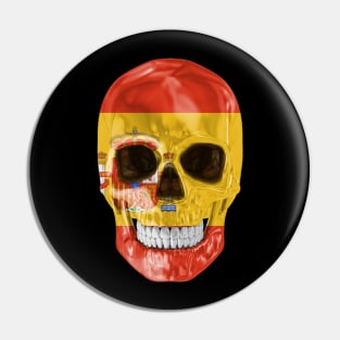 Spain Flag Skull - Gift for Spanish With Roots From Spain Pin