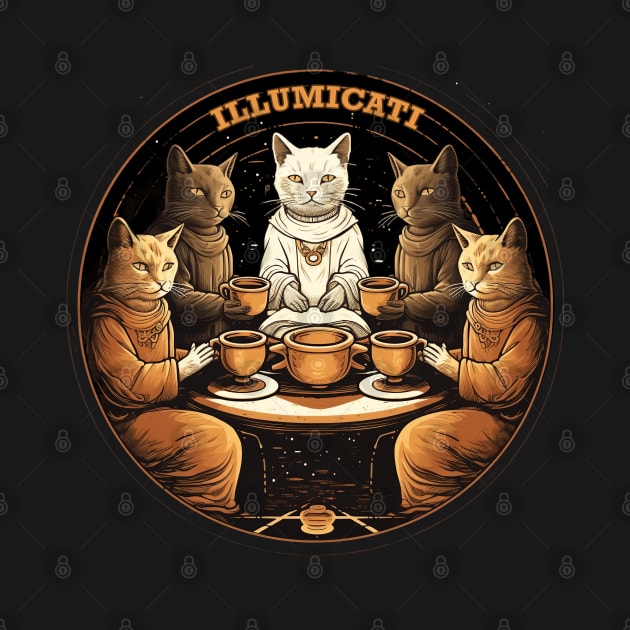 Illumicati Secret Society of Cats Tea Party by origato