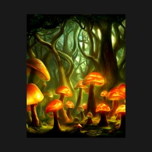 Trippy Magic Mushroom Enchanted Forest T-Shirt