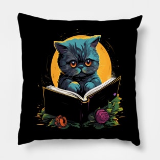 Exotic Shorthair Reads Book Pillow