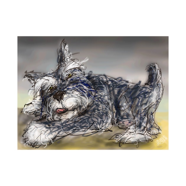 Frisky Pup funny miniature schnauzer puppy by davidscohen