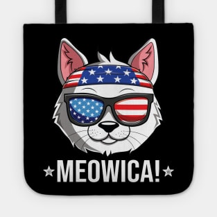 Meowica Cat American Flag Sunglasses Patriotic 4th Of July Tote