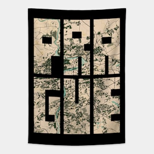 Prague, Czech Republic City Map Typography - Vintage Tapestry