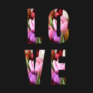 L O V E love block letters monogram floral bouquet T-Shirt