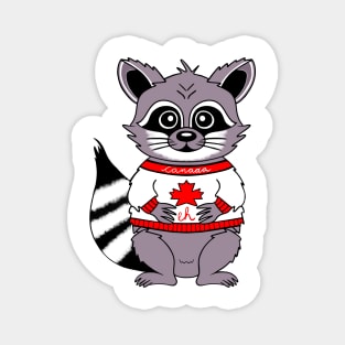 Canadian Pride, Cute Raccoon Wearing A Canada Sweater Magnet