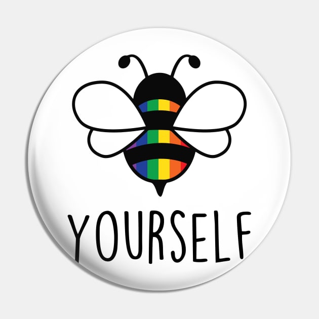 Cute Bee YourSelf Gay Bee Pride LGBT Rainbow Gift Pin by Lones Eiless