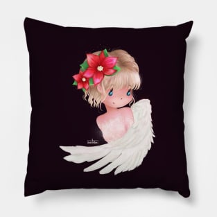 Christmas Poinsettia Angel Pillow