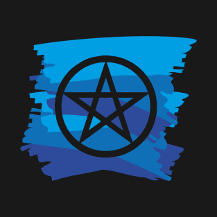 Pagan Pentagram Blue Paint Witch Magick T-Shirt