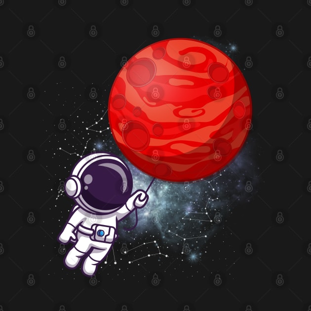 Flying floating astronaut Ufo alien funny cute spaceship moon mars cosmic space by BoogieCreates