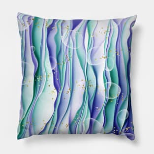 Purple Green White Gold Fantasy Wave Pattern Pillow