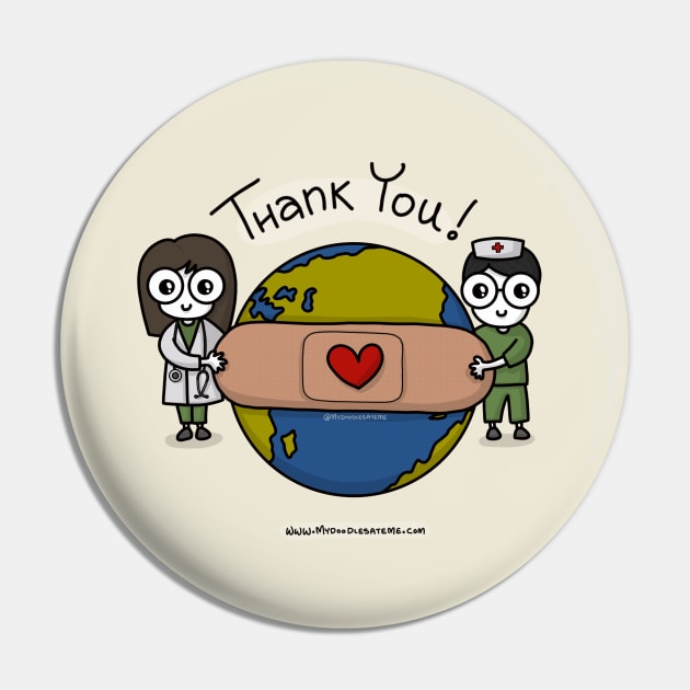 Thank you Carers, Healthcare Workers, Heroes, Gratitude (Off-White) - mydoodlesateme Pin by applebubble