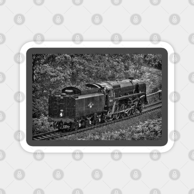 British Railways 9F - Black and White Magnet by SteveHClark