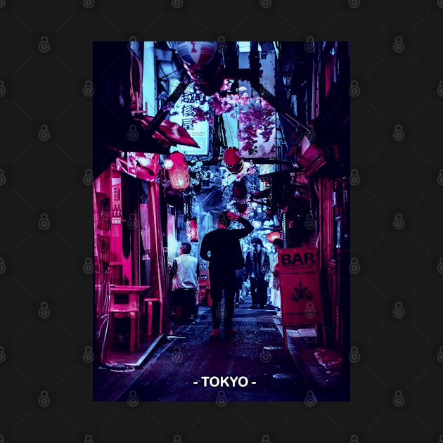 Tokyo Street Neon Synthwave by JeffDesign