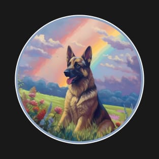 German Shepherd Memorial Rainbow Bridge GSD Art T-Shirt