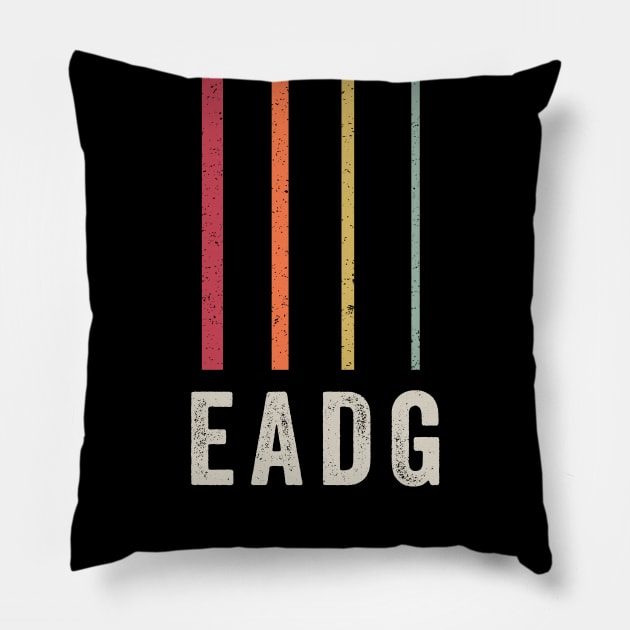 Bass Guitar Gift - Distressed Retro Vintage EADG 4 String Pillow by Elsie Bee Designs