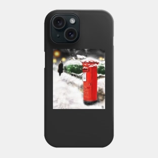 Traditional Christmas Illustration: Red Post Box in Snow [Soft Mix] Phone Case