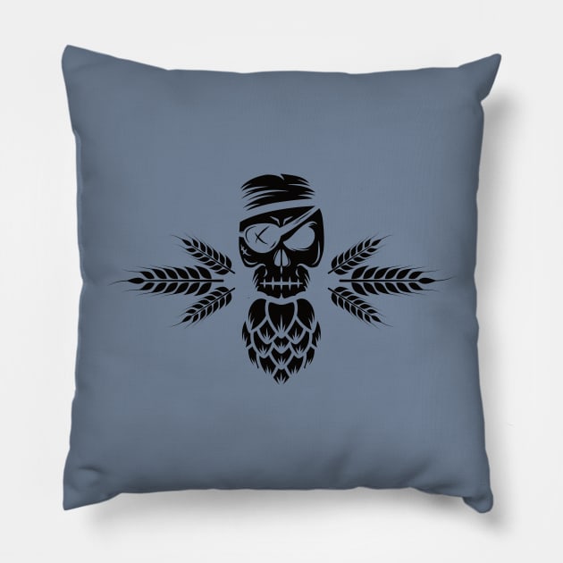 Hoppy Pirate Skull (black) Pillow by dkdesigns27